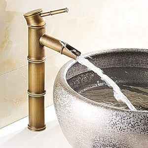 Grifo De Baño Antiguo Europeo Grifo De Lavabo De Latón Alto Bambú Agua