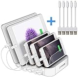JZBRAIN Multi Device Charging Station 5 Port 5 Cables Included (White)