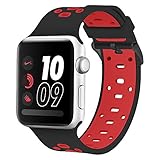 Bands for Apple Watch 38mm, Alritz Patent Silicone Sport Straps Replacement Wristband Bracelet with Free TPU Protective Case for Apple Watch Nike+, Series 2, Series 1, Sport, Edition, Black Red