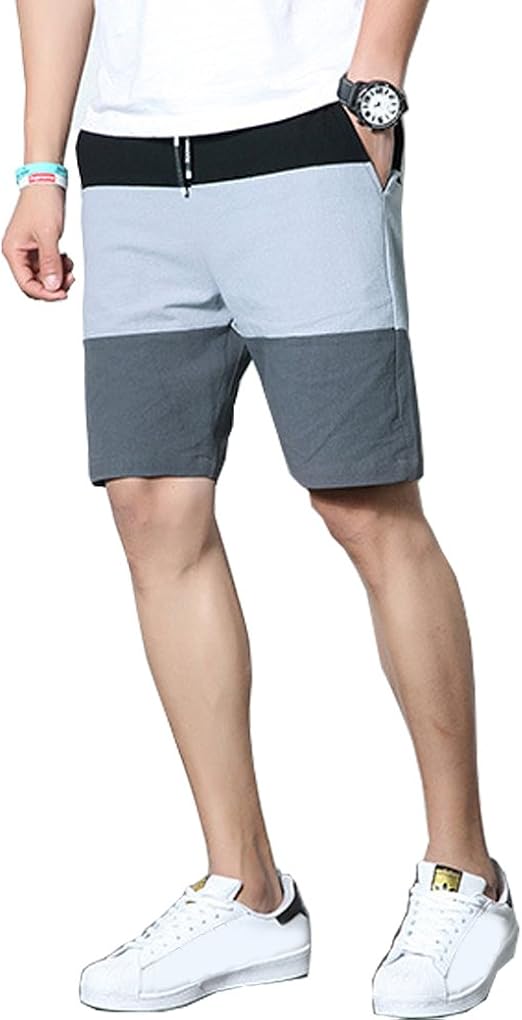 ELEGZO Men's Quick Dry Swim Trunks Stripe Beach Shorts Without Mesh