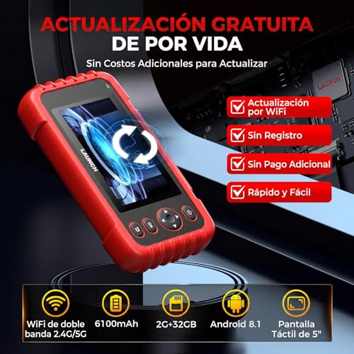 LAUNCH CRP123X V3.0 - Dispositivo de diagnóstico profesional OBD2 para todos los coches y marcas - Diagnóstico de 4 sistemas con reinicio: servicio de aceite EPB DPF, prueba de batería SAS/BMS