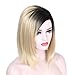AISI HAIR Synthetic Bob Wig Ombre Blonde Wig Straight Hair Wigs for Black Women Side Part Two Color Wig Ombre Wig Heat Resistant Wigs