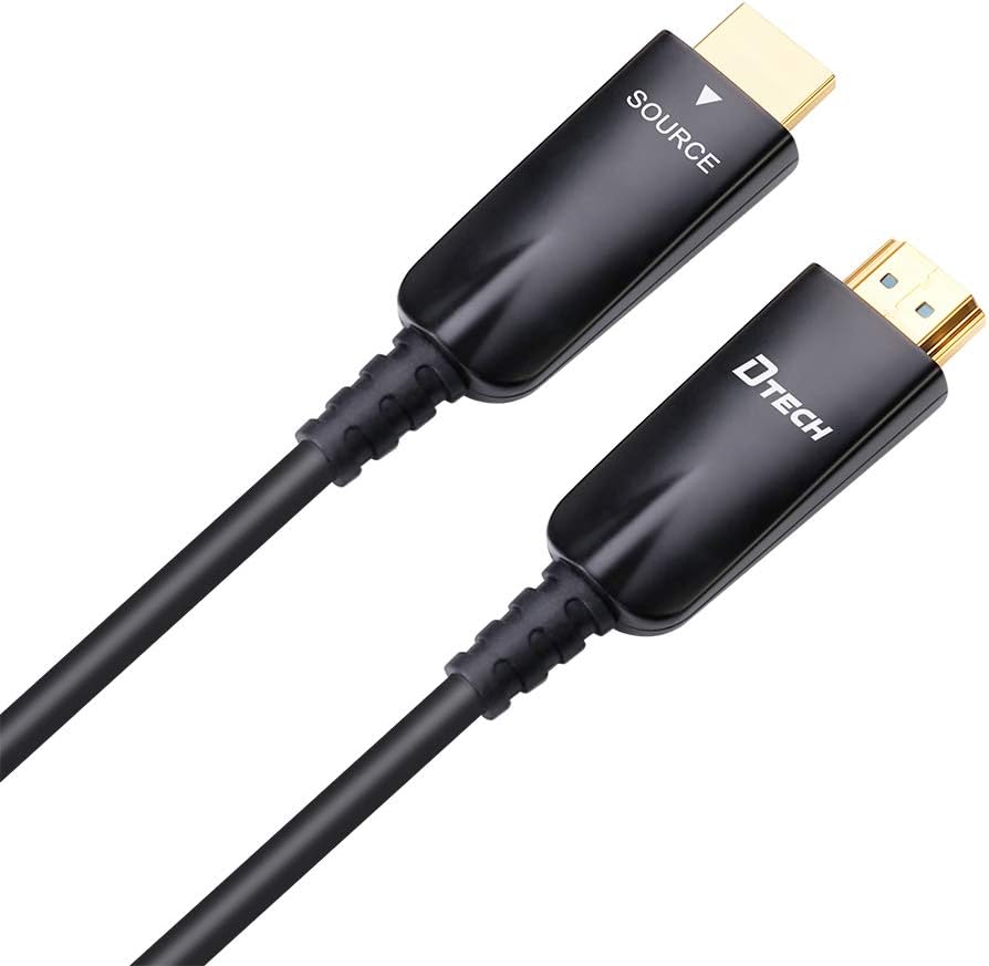 DTECH Fiber Optic HDMI Cable 15m with High Speed 1080p 60Hz 4K 30Hz for Home Theater HD Video 3D ARC HDCP CEC (50 Feet, Black)