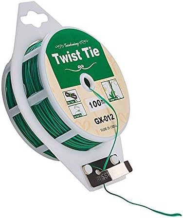 2 pcs 328 feet Green Multi-Function Sturdy Garden Plant Twist Tie with Cutter/ Cable Tie/Zip Tie/ Coated Wire 100m(GREEN)