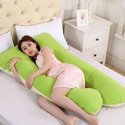 YIHANGG U Shaped Pregnancy Pillow Total Body Maternity Support Safe Hollowfiber Filled Pillow with Free Removable Cotton Crystal Velvet Pillowcase,E-1458520cm