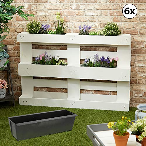 Cepewa Pflanzkasten passend für Europaletten 6er Set aus Kunststoff Pflanzkübel Breite 38 cm (1 x 6er Set Pflanzkasten… – Bild 6