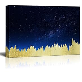 Print Golden Forest Under The Milk Way at Night