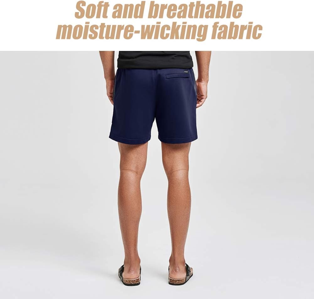 MaaMgic Mens Athletic Gym Shorts 5.5" Elastic Waist Casual Pajama Pocket Jogger Men Workout Short Pants at  Men’s Clothing store
