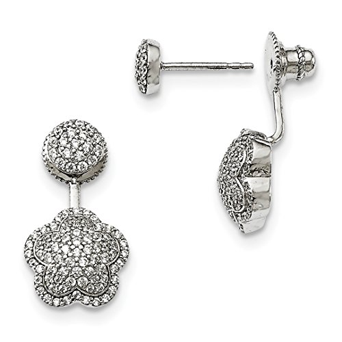 925 Sterling Silver Cubic Zirconia Cz Convertible Back Post Stud Earrings Flower Gardening Fine Jewelry For Women Valentines Day Gifts For Her