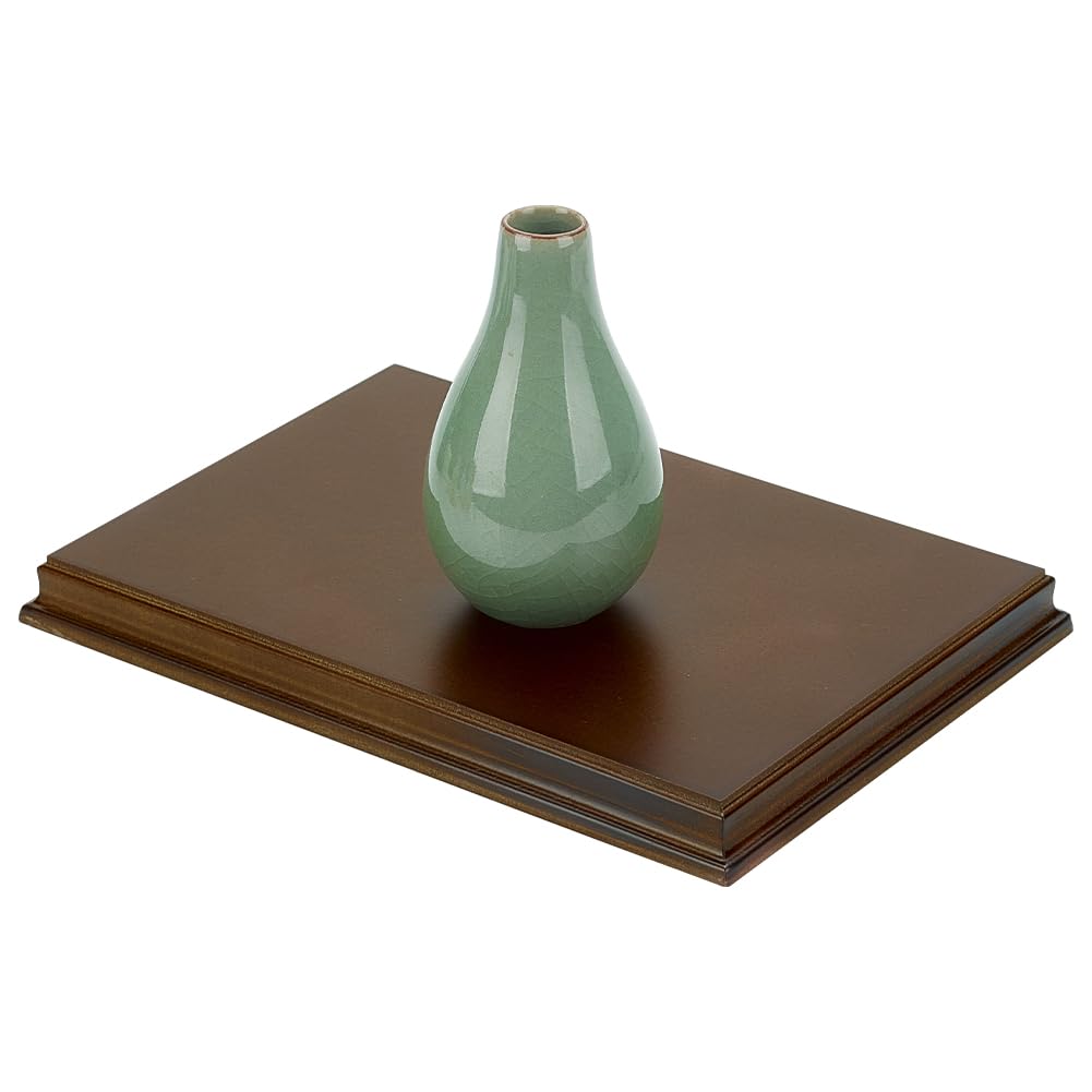 FINGERINSPIRE Coconut Brown Rectangle Wood Stand Base 15x22x1.8cm Wood Base with Ogee Edge Wood Display Base for Gemstone and Jewellery Decor Wood Base for Vase Sculpture Collectibles Display
