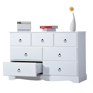 Chest Of Drawers Keinode Modern White 4 Large Drawers And 3 Small