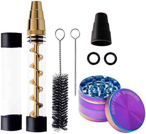 Rainbow Grinder Kit- Come with Glass bottle,4xO-Rings,2xRubber Caps, x Small Cleaning Brush,1x Big Cleaning Brush For Tobacco, Dry Herbs,Tea, Herb Leaves And Spices