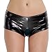 CHICTRY Women's Wet Look Faux Leather Underwear Open Crotch Mini Booty Panties Black Medium(Waist:27.5-39.0