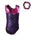 BAOHULU Girls Gymnastics Leotard Sparkle Scale Fancy Shiny Dance Costumes HB148, Purple+scrunchie, Tag.8A(6-8Years)