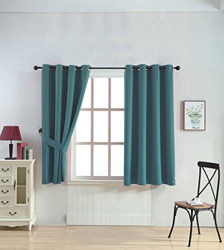 Taisier Sky Blue 63 Inch Length, 1 Panel Curtains Machine Washable Energy Saving Eyelet Blackout Draperies Curtains for Girls Room, with 1 Tie Back (52 by 63 inch, Sky Blue)