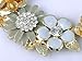 Alilang Womens Flower Rhinestones Pearl Statement Bib Golden Tone Necklace With Gray Yellow Enamel