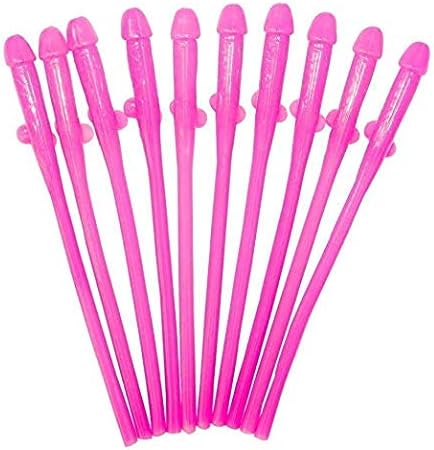 Bachelorette Party Straws - Funny Party Favors - Perfect Accessories for Bridal Party and Girls Night Out, 10 Pack of Pink