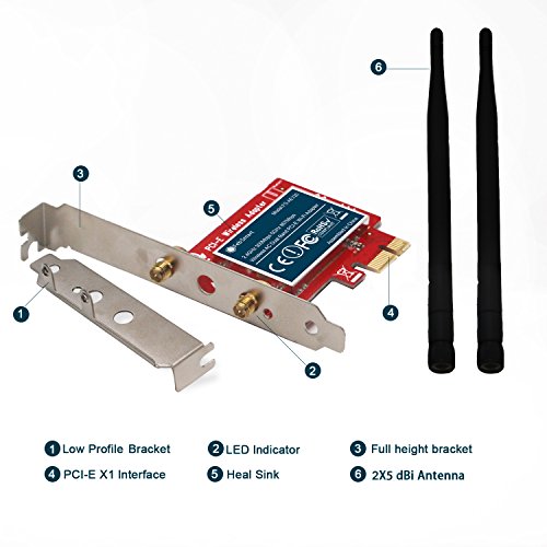 Feb Smart Wireless AC 1200Mbps Dual Band PCI Express (PCIe) WiFi Adapter WiFi Card for Windows