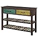 P PURLOVE Console Table Sofa Table Console Tables for Entryway Hallway Bathroom Living Room with Drawers and 2 Tiers Shelves (Colorful)