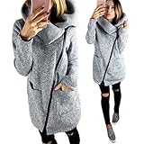 Hot Sale!Elevin(TM)Womens Casual Hooded Jacket Coat Long Zipper Top Sweatshirt Outwear