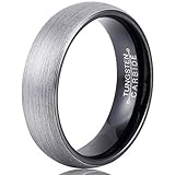 MNH Tungsten Carbide Ring 6mm Black Plated Men Engagement Wedding Band Comfort Fit Brushed Matte Finish