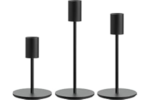 FSyueyun Black Candle Holder Taper Candle Holders, Set of 3 Candle Stick Holders Decor for Mantel Table Centerpiece, Used for Wedding, Dinning, Housewarming Gift