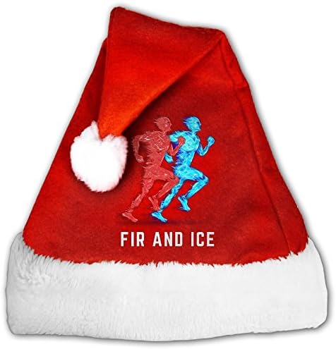 Fire and Ice Running Man Kids and Adults Red and White Christmas Hat Velvet Santa Hat For Christmas Party Celebration