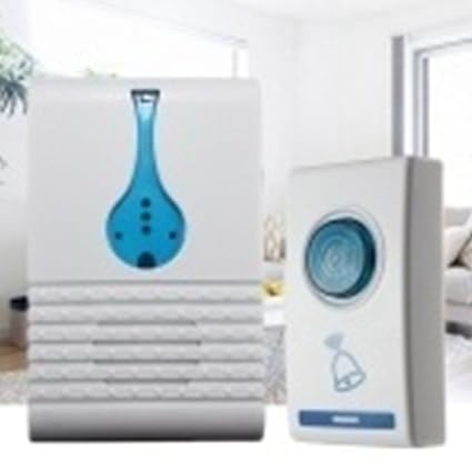 Wireless Doorbell Waterproof, 100m Range Portable Digital Door Bell Cordless Doorbell Chime with Mains Adapter, 1 Remote Control Button and 1 Wireless Musical Doorbell(White)