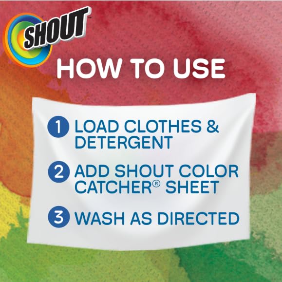 SHOUT COLOR CATCHER SHEETS FOR LAUNDRY, ALLOW MIXED WASHES, PREVENT COLOR RUNS AND MAINTAIN ORIGINAL CLOTHING, 24 COUNT (PACK OF 1)