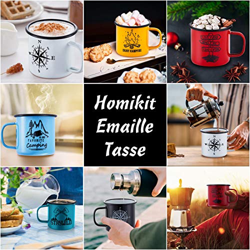 Homikit Emaille Tasse 6er-Set, 16 Unze Mehrweg Kaffeebecher Trinkbecher Teetasse, Porzellan Blau/WeiÃ/Schwarz/Rot/Gelb/Grün Camping Becher für Daheim, Büro, Camping & Tragbr – Bild 6
