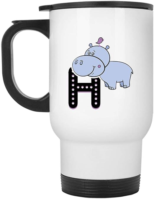 Amazon Com Cool H Is For Hippo Coffee Travel Mug Cup White Mug Kitchen Dining