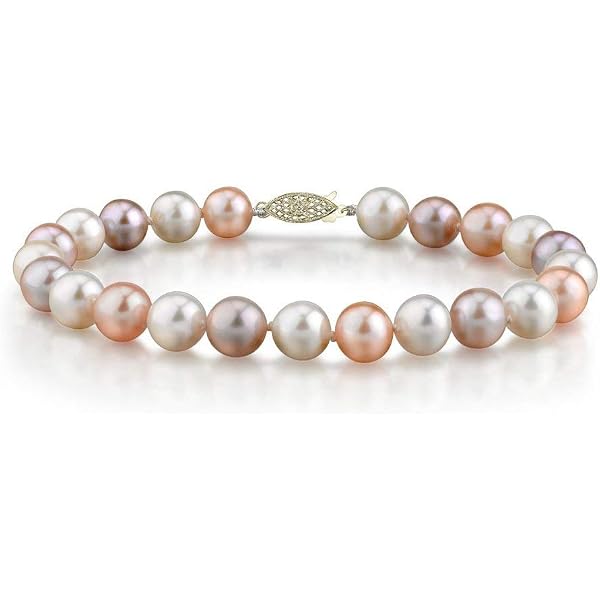 thumbnail image 2 of 10mm Light Green Jade & 9-10mm White Cultured Pearl Bracelet, 7.5 Inch, AAA 2 of 2