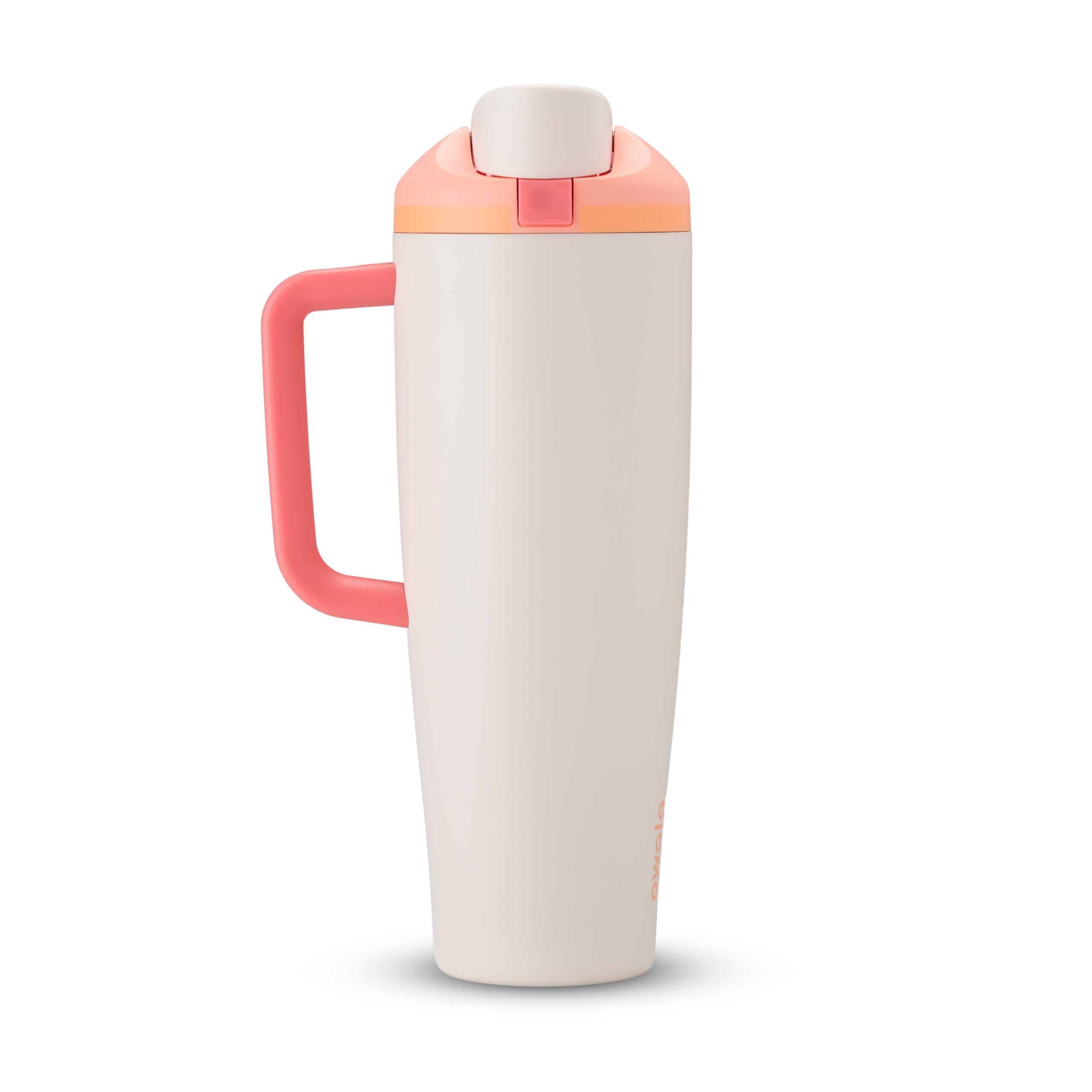 Photo 1 of Owala FreeSip Tumbler Insulated Stainless Steel Water Bottle with Built-in Straw and Side Handle, For Travel, Work, School, and Sports, 40oz, BPA Free, Leak Proof, Orange/Tan (Sparkling Sherbet)