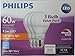 Philips 60 Watt Equivalent 9.5 Watts A19 LED Light Bulb, Dimmable, Warm Glow, Suitable for Damp Locations, 3-Pack