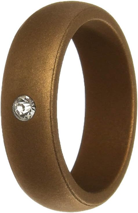 Simpleonly Women Silicone Wedding Band with Rhinestone, 5.7mm Wide