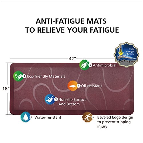 Chastep Premium Anti Fatigue Kitchen Mat 24"x60", No Curl&Smells, Ergonomically Engineered for Standing Desk or Workstations, Anti-Slip Comfort Floor Mats Non-Toxic and Waterproof, Cherry