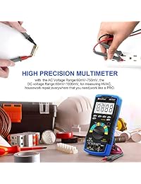 HOLDPEAK Multímetro digital HP-770T 6000 cuentas TRMS Multímetros de rango automático, retención de datos, multímetro digital NCV para AC DC Amp Ohm Voltímetro Medidor de diodo hFE LED Probador de capacitor con termómetro y retroiluminación