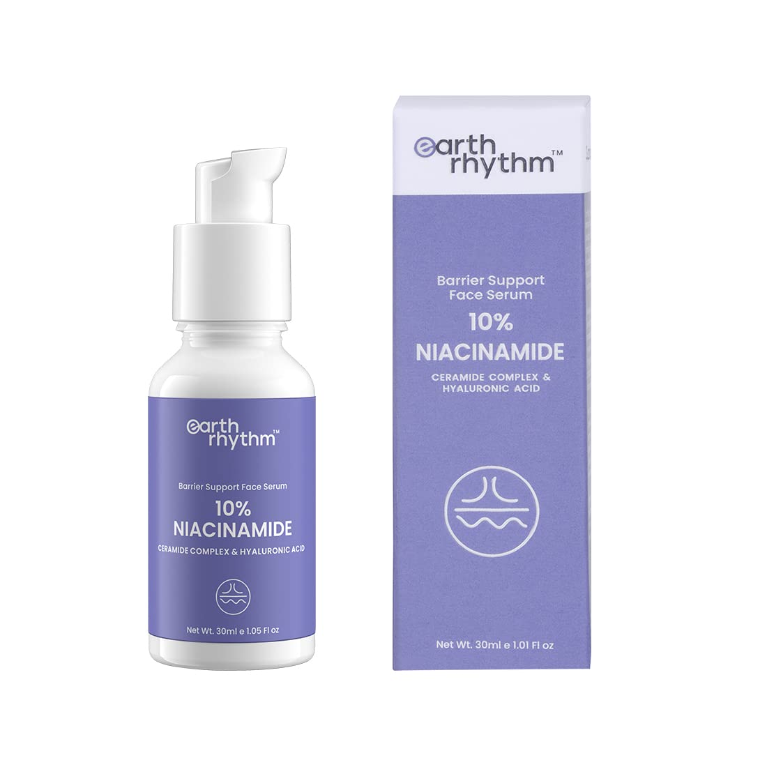 Earth Rhythm 10% Niacinamide Face Serum with Hyaluronic Acid | For Acne Prone, Oily & Sensitive Skin | Evens Out Skin Tone, Improves Texture, Plumps & Hydrates Skin | Men & Women-30ml