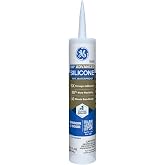 GE Advanced Silicone Caulk for Window &amp; Door, Clear, 10 fl oz Cartridge, 1 Pack - 100% Waterproof Silicone Sealant, 5X Stronger Adhesion, Shrink &amp; Crack Proof