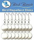 Bird Repellent Reflective Deterrent Diverter Blinders Discs. Scare Pigeons, Crows Away from Car Port, Balcony & Patio. Fruit Tree, Vegetable Garden Protection from Damage & Mess. Organic, Eco-Friendly