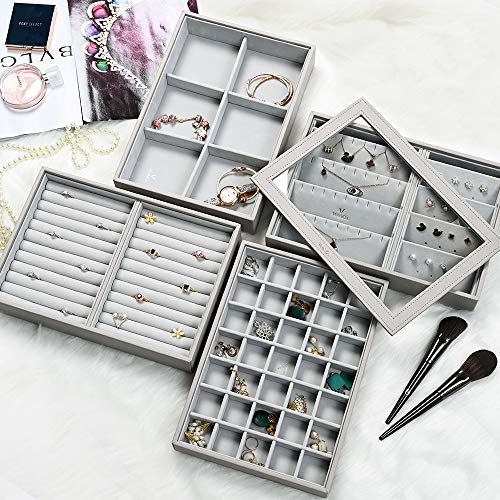 Vee Upgraded Stackable Jewelry Trays Organizer, HighCapacity Jewelry