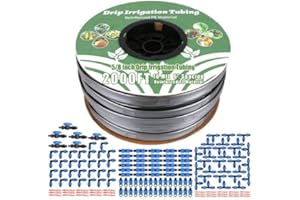 2000FT 5/8" Drip Tape Irrigation Kit, 16 Mil Heavy Duty with 6" Emitter Spacing, Silver Reflective Drip Tape Helps Prevent Pe