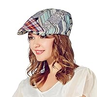 Kenmont Women Lady Summer Cotton Newsboy Cabbie Ivy Cap Flat Visor Hat (Blue)