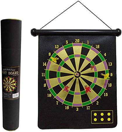 JzNova Magnetic Double Side Roll-up Safety Dart Board Set With 6 Magnetic Darts