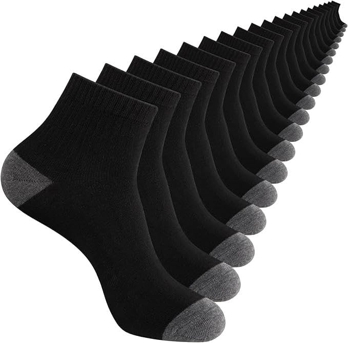 Photo 1 of  
20 Pack 3 Styles Men's/Women's Mini Crew Ankle Socks Quarter Bulk - Black Breathable Thin Athletic Casual Socks, Fits Shoe Size 8-11