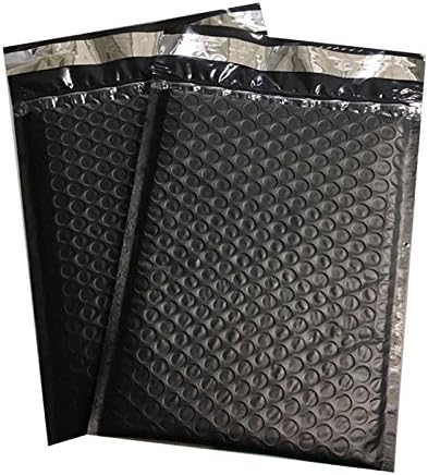 50 #0 6x10 Black Poly Bubble Mailers Shipping Envelopes Plastic Mailing Bags Self-Seal, Tear Proof by Proosh (Black)
