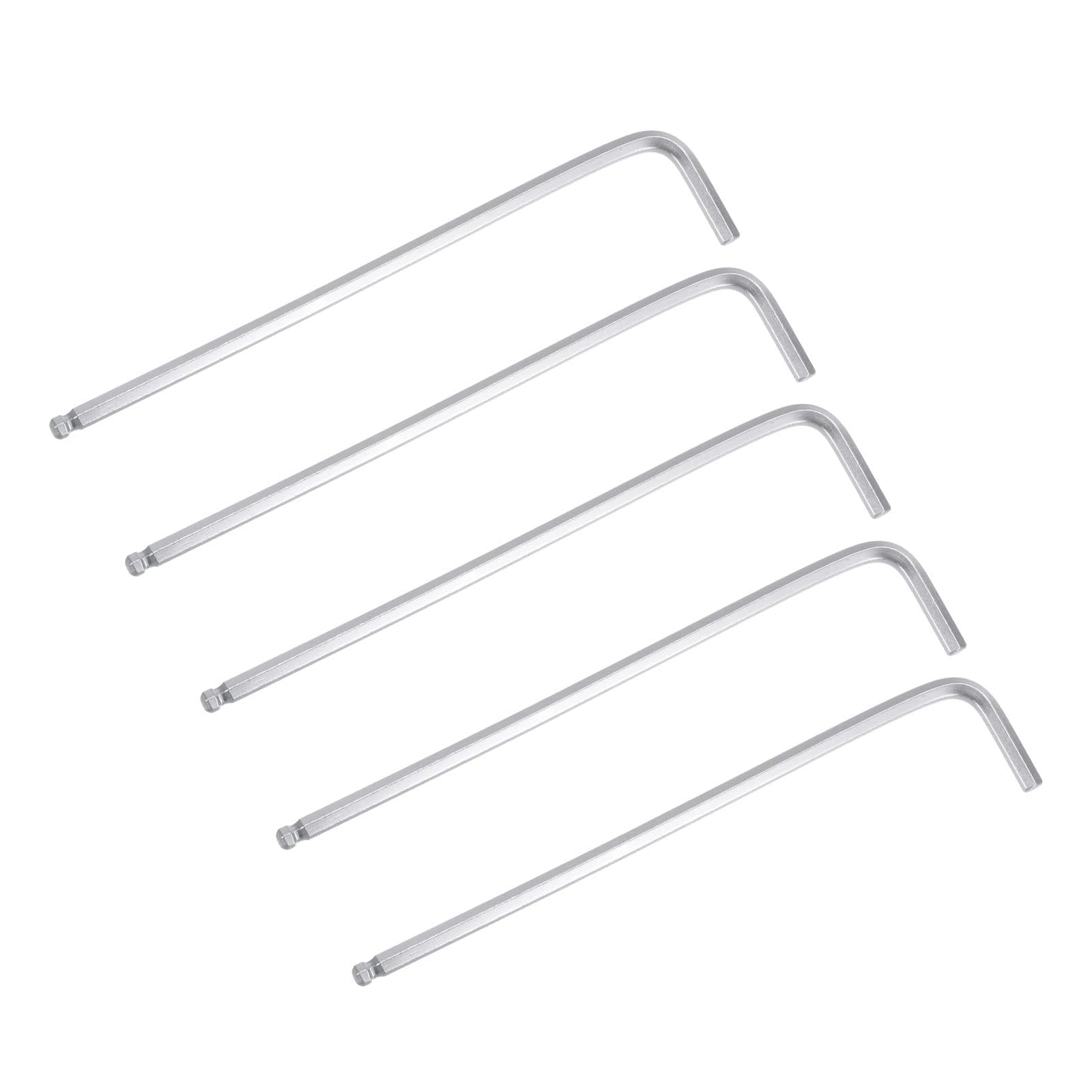 Unifizz 3/16" Ball End Hex Key Wrench, L Shaped Long Arm 40Cr Allen Wrench Repairing Tool, SAE 5 Pcs