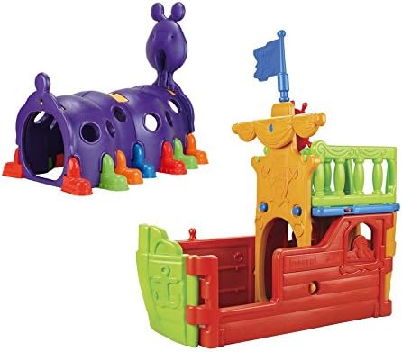 Bundle - 2 Items: Buccaneer Boat with Pirate Flag and Happy Caterpillar Tunnel Playground