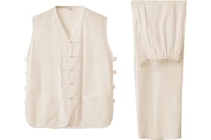 ZooBoo Chinese Kung Fu Mens Vest Pants Suit - Vintage Sleeveless Cotton and linen Vest Pants Sets