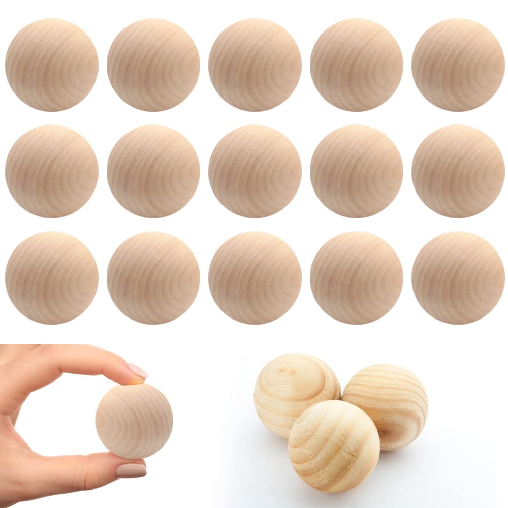 Cisolen 15 Pieces Wood Craft Balls Natural Wooden Round Ball 40mm Natural Unfinished Wooden Craft Ball Solid Wood Spheres for DIY Craft Projects Art Ornaments Jewellery Making Home Party Decoration